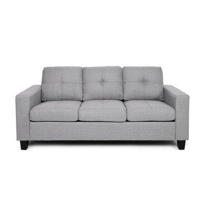 Sofa, 76 Inch, Comfortable Modern Smooth Tufted Gray Fabric Cushions