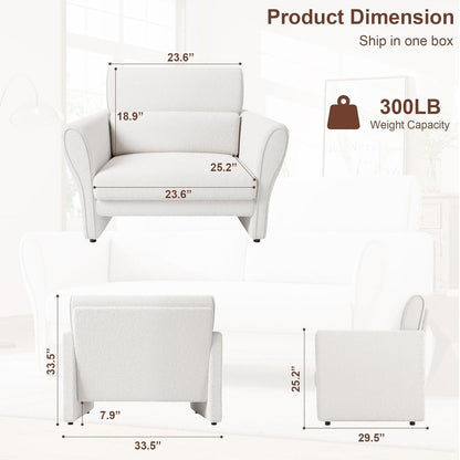 Sofa, Modern Boucle Accent Chair, Plush Upholstered Armchair, Comfortable Lounge Chair