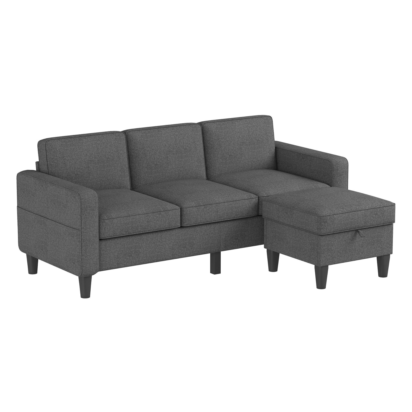 Soft Fabric Convertible Modular Sofa and Ottoman - 53.50 x 77.50 x 33.00