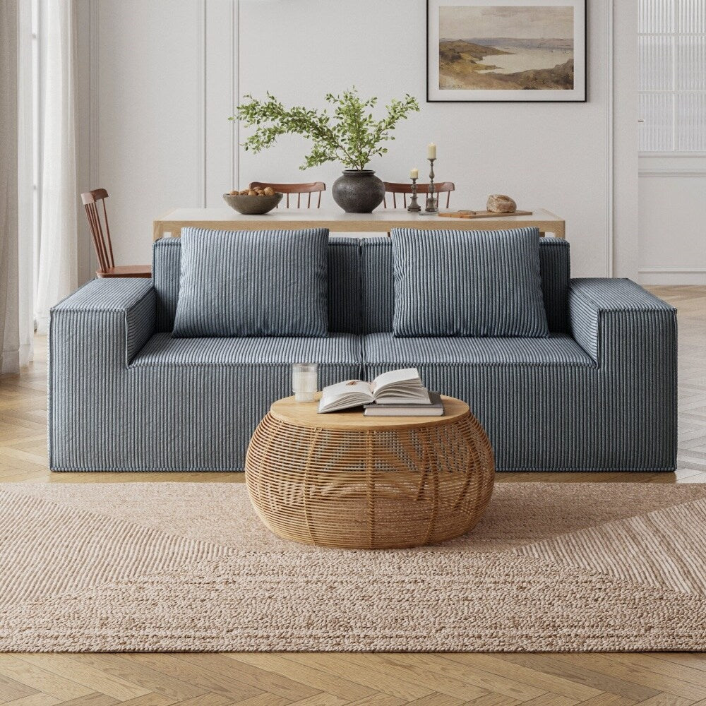 Soft Corduroy Cloud Velvet Fabric Two Person Sofa