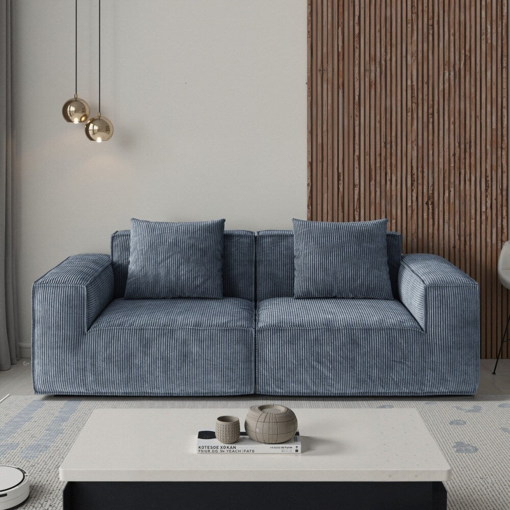 Soft Corduroy Cloud Velvet Fabric Two Person Sofa