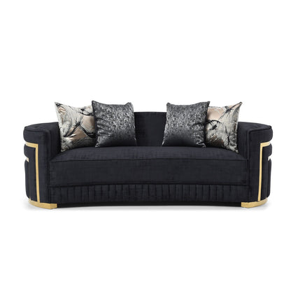 Soledad 91 in. Pillow Top Arm Polyester Straight Sofa in Black