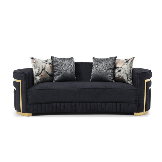 Soledad 91 in. Pillow Top Arm Polyester Straight Sofa in Black