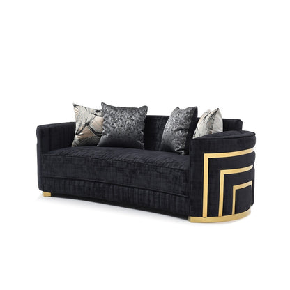 Soledad 91 in. Pillow Top Arm Polyester Straight Sofa in Black