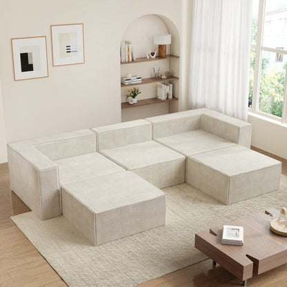Solid Backrest Armless Corduroy Compression Sofa