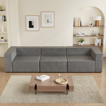 Solid Backrest Armless Corduroy Compression Sofa