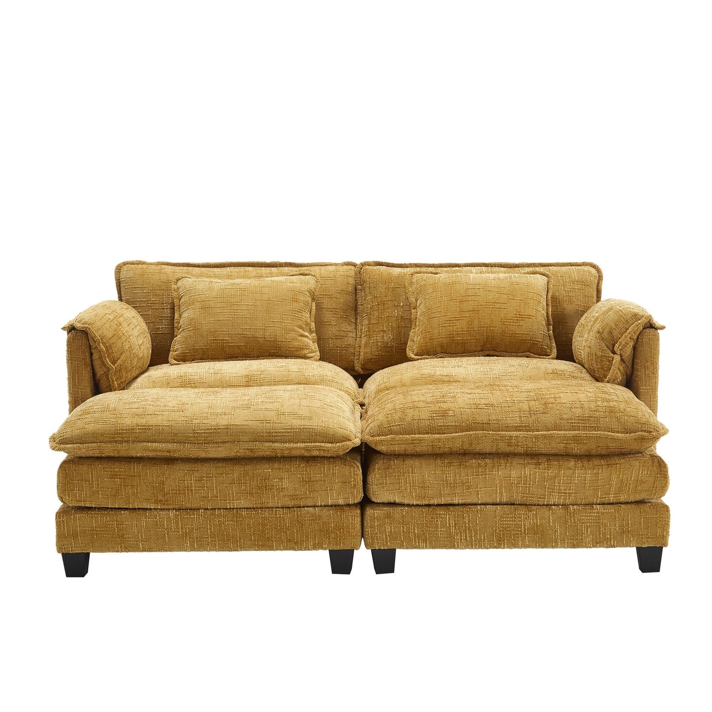 Solid Construction, the Overall Structure of the Sofa is Stable, Two Foot Stools and Two-seat Sofa with Side Pockets