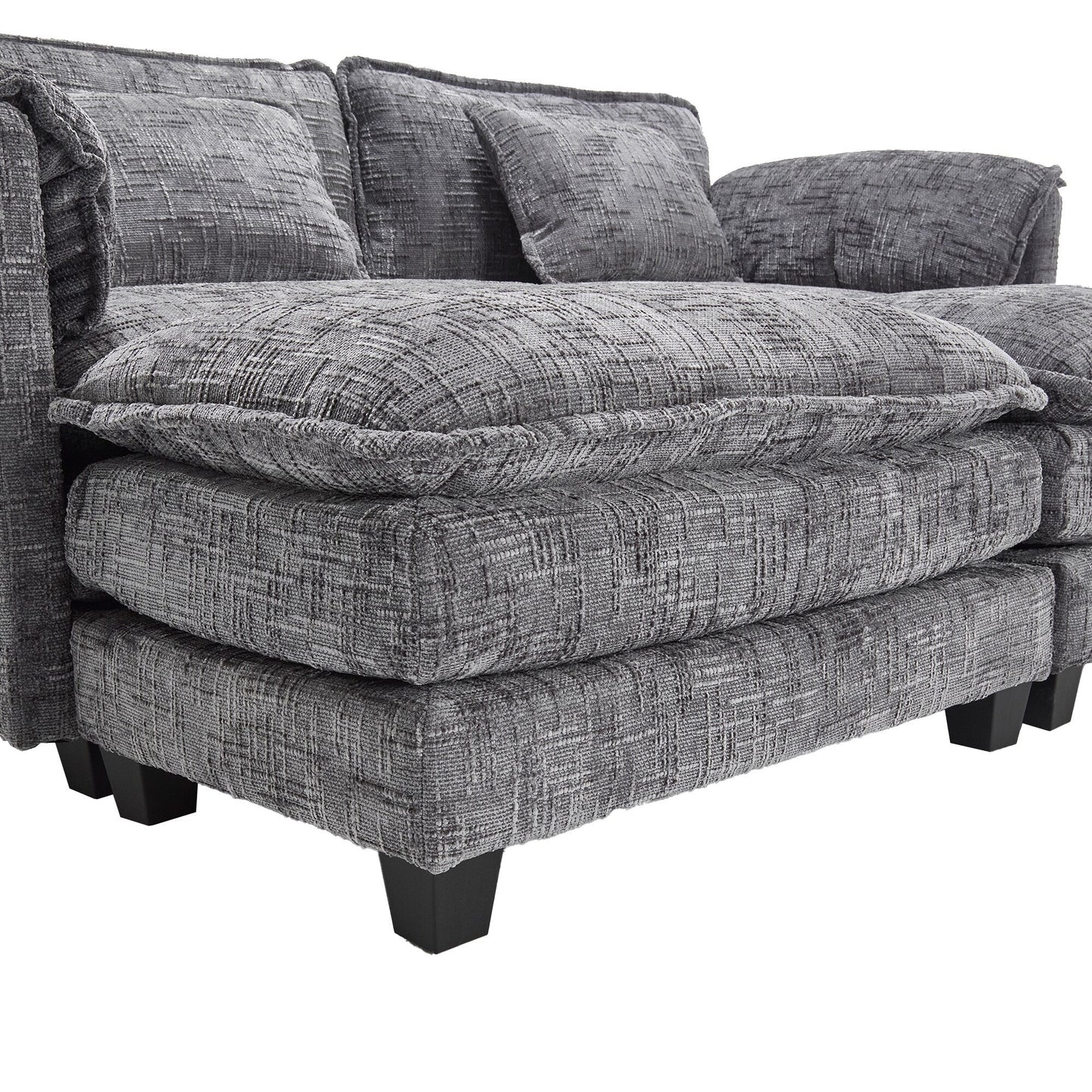 Solid Construction, the Overall Structure of the Sofa is Stable, Two Foot Stools and Two-seat Sofa with Side Pockets
