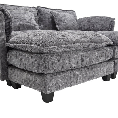 Solid Construction, the Overall Structure of the Sofa is Stable, Two Foot Stools and Two-seat Sofa with Side Pockets