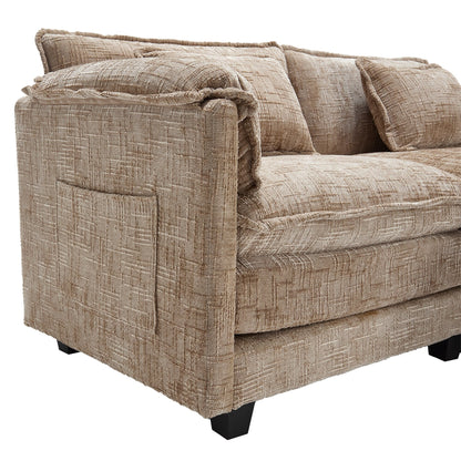 Solid Construction, the Overall Structure of the Sofa is Stable, Two Foot Stools and Two-seat Sofa with Side Pockets
