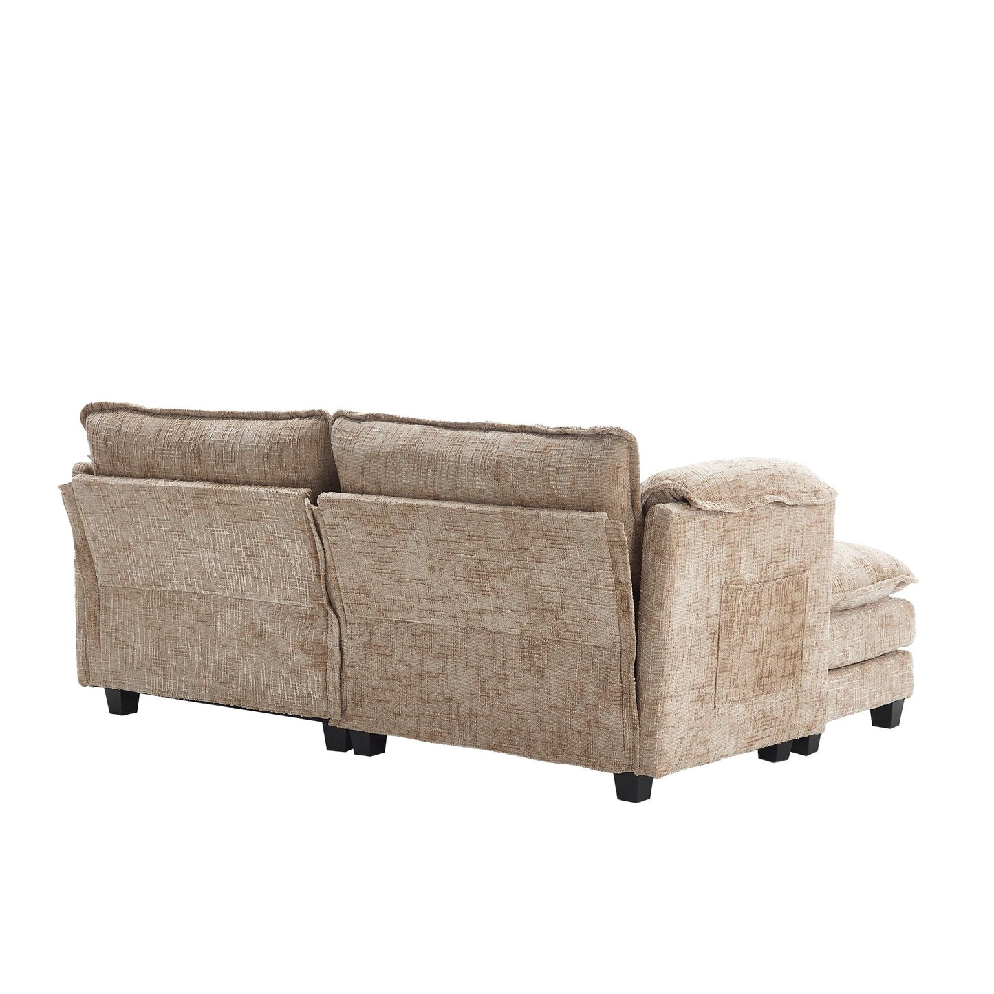 Solid Construction, the Overall Structure of the Sofa is Stable, Two Foot Stools and Two-seat Sofa with Side Pockets