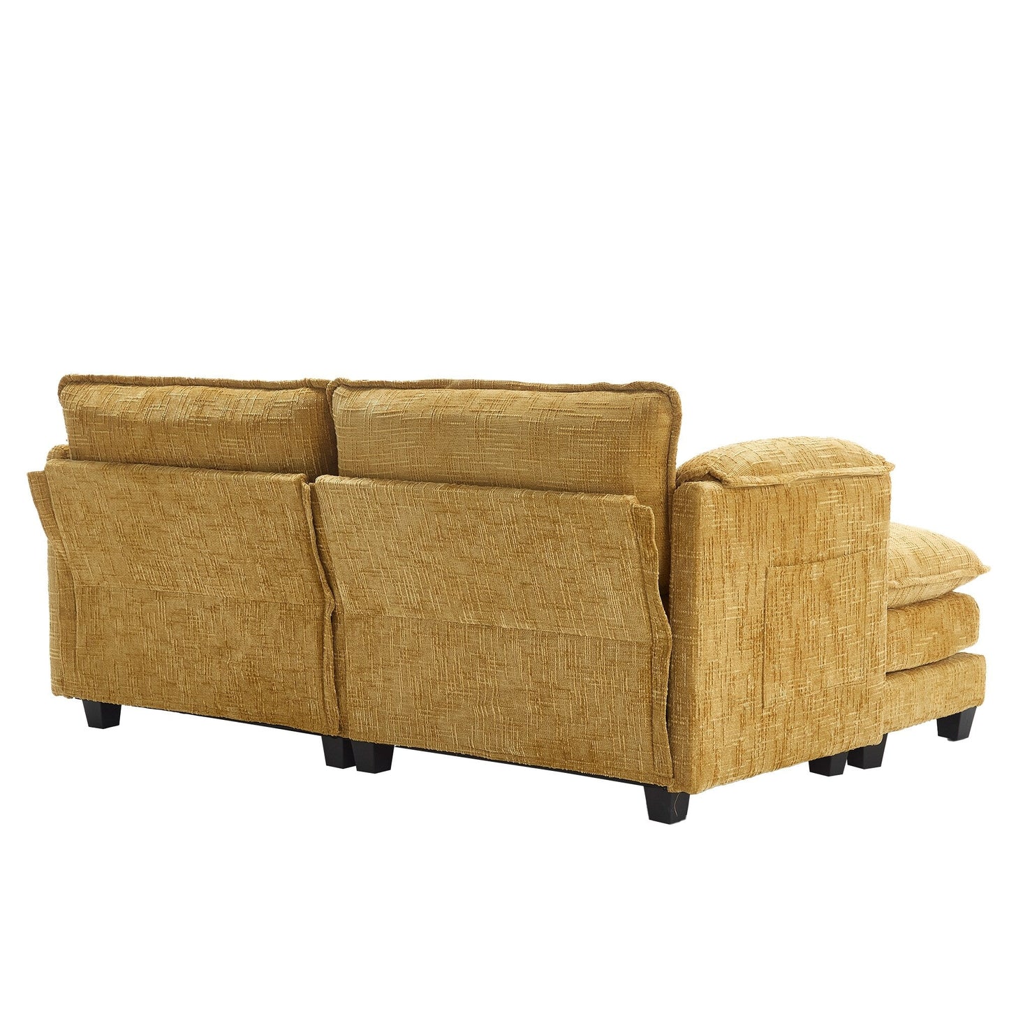Solid Construction, the Overall Structure of the Sofa is Stable, Two Foot Stools and Two-seat Sofa with Side Pockets