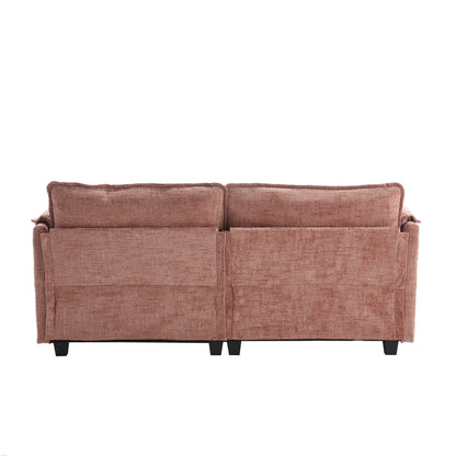 Solid Construction, the Overall Structure of the Sofa is Stable, Two Foot Stools and Two-seat Sofa with Side Pockets