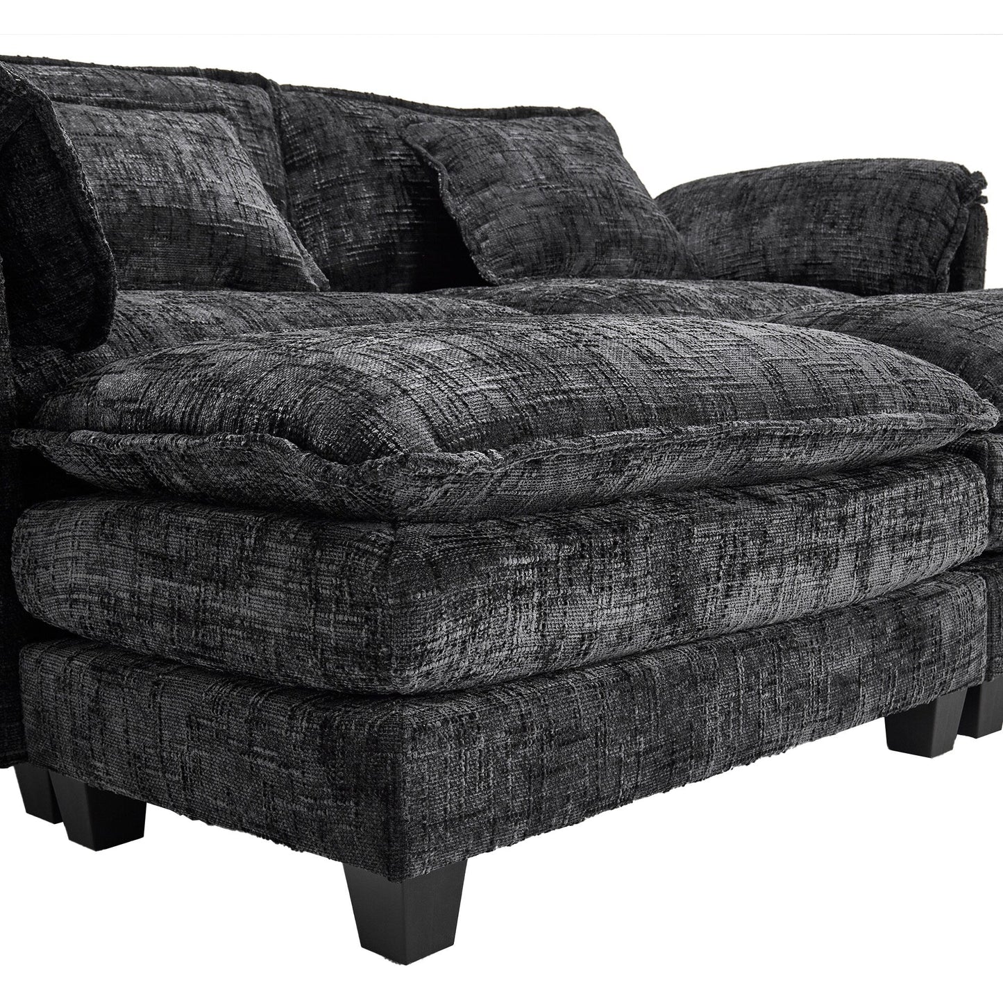 Solid Construction, the Overall Structure of the Sofa is Stable, Two Foot Stools and Two-seat Sofa with Side Pockets