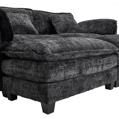 Solid Construction, the Overall Structure of the Sofa is Stable, Two Foot Stools and Two-seat Sofa with Side Pockets