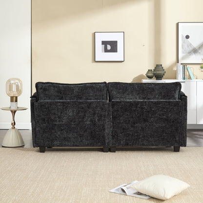 Solid Construction, the Overall Structure of the Sofa is Stable, Two Foot Stools and Two-seat Sofa with Side Pockets