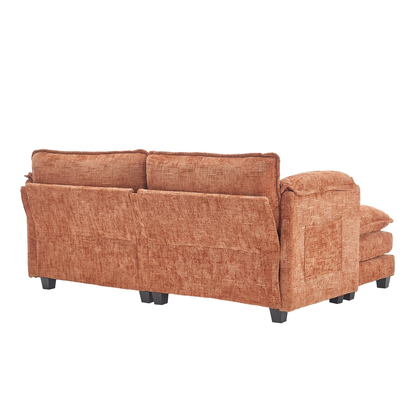 Solid Construction, the Overall Structure of the Sofa is Stable, Two Foot Stools and Two-seat Sofa with Side Pockets