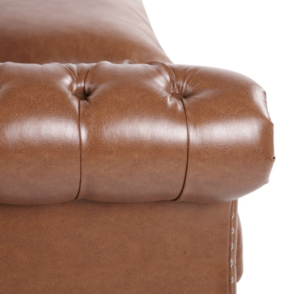 Somerville Chesterfield Tufted Faux Leather Sofa with Scroll Arms by Christopher Knight Home