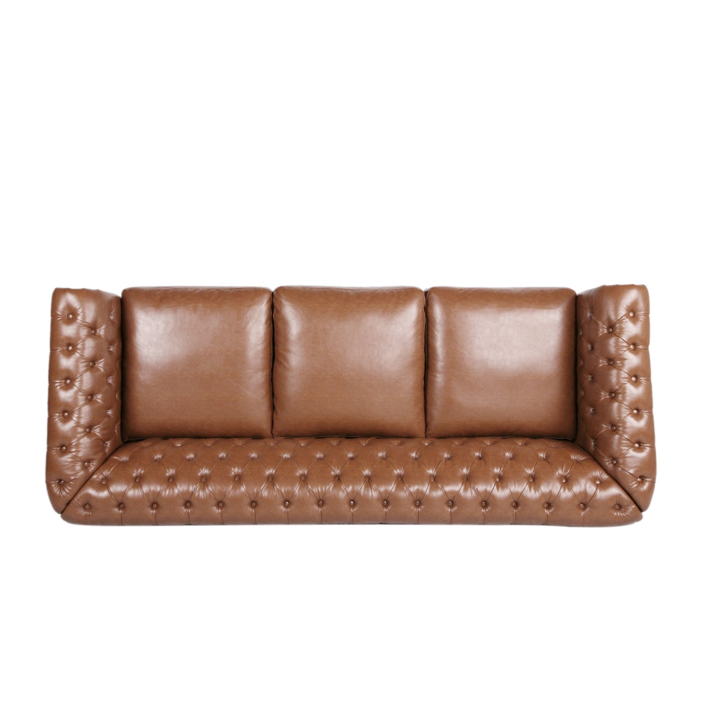 Somerville Chesterfield Tufted Faux Leather Sofa with Scroll Arms by Christopher Knight Home