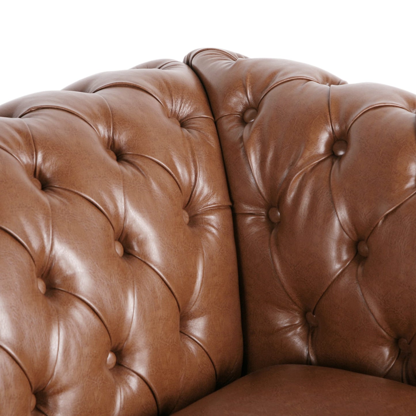 Somerville Chesterfield Tufted Faux Leather Sofa with Scroll Arms by Christopher Knight Home
