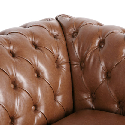 Somerville Chesterfield Tufted Faux Leather Sofa with Scroll Arms by Christopher Knight Home