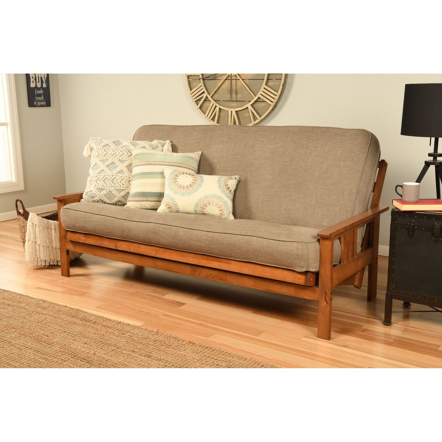 Somette Monterey Sofa in Barbados Finish with Removable Linen Mattress Cover