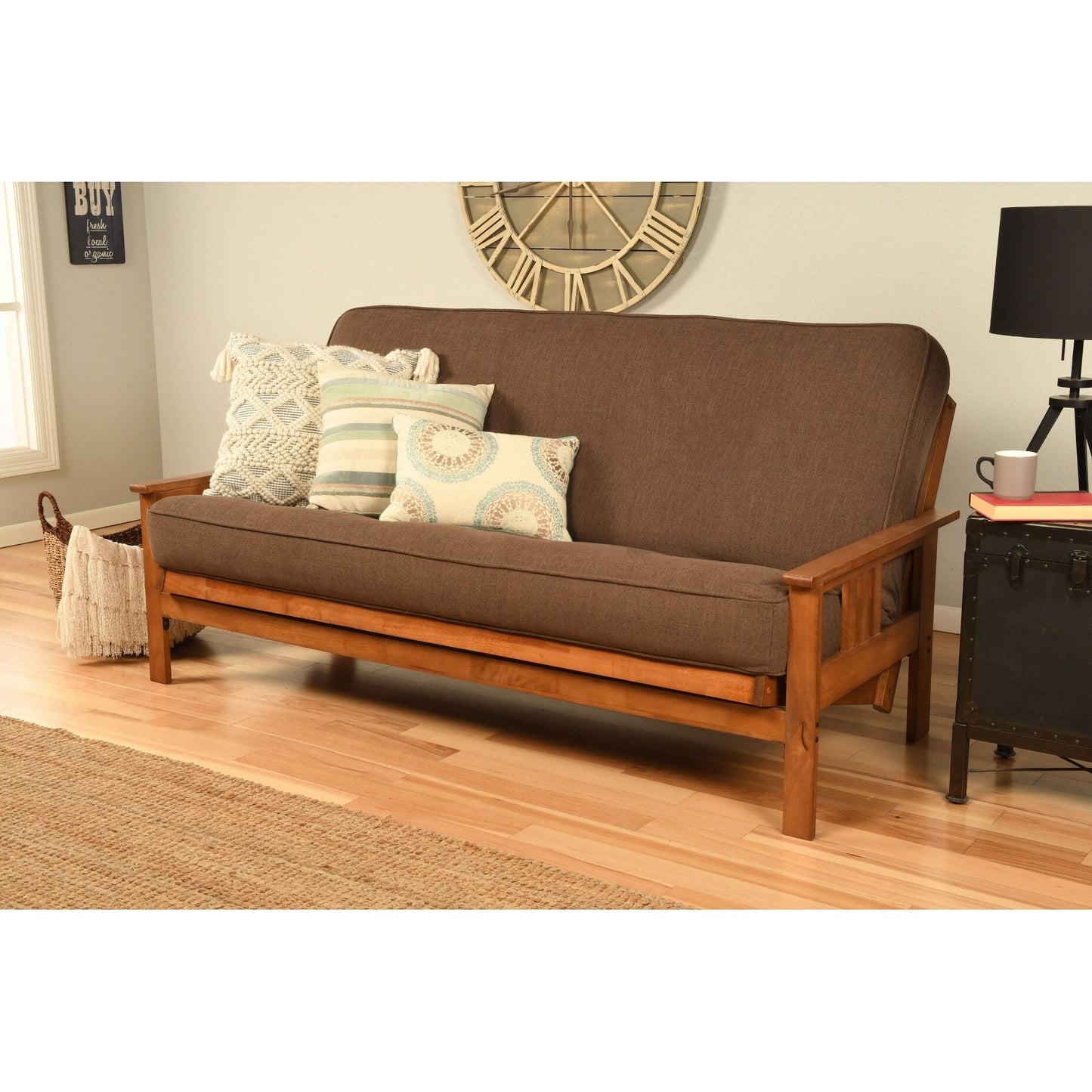 Somette Monterey Sofa in Barbados Finish with Removable Linen Mattress Cover