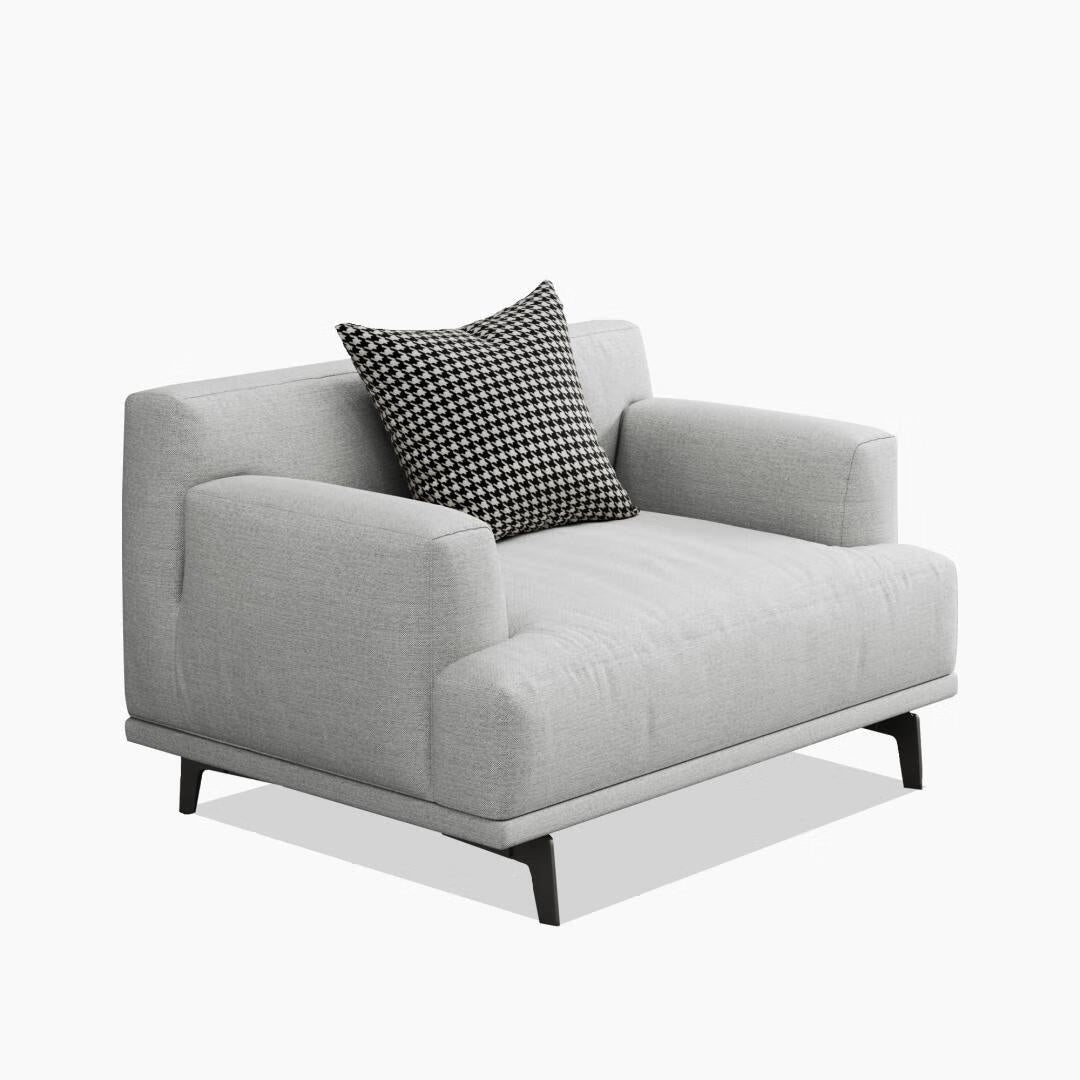 Square Arm Fabric Straight Sofa in Beige