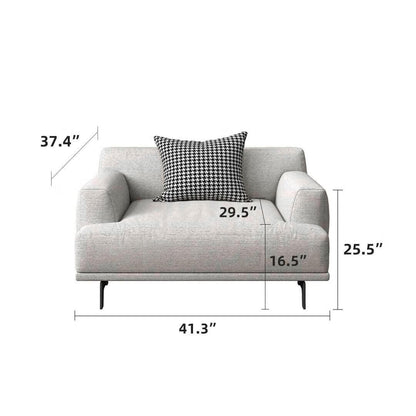 Square Arm Fabric Straight Sofa in Beige