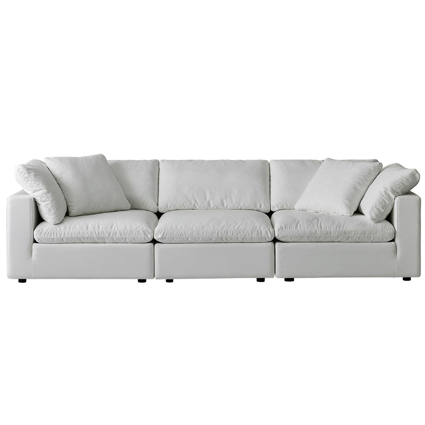 Square Arm Linen Fabric Rectangle Sectional Sofa Combination Sofa in Pearl White