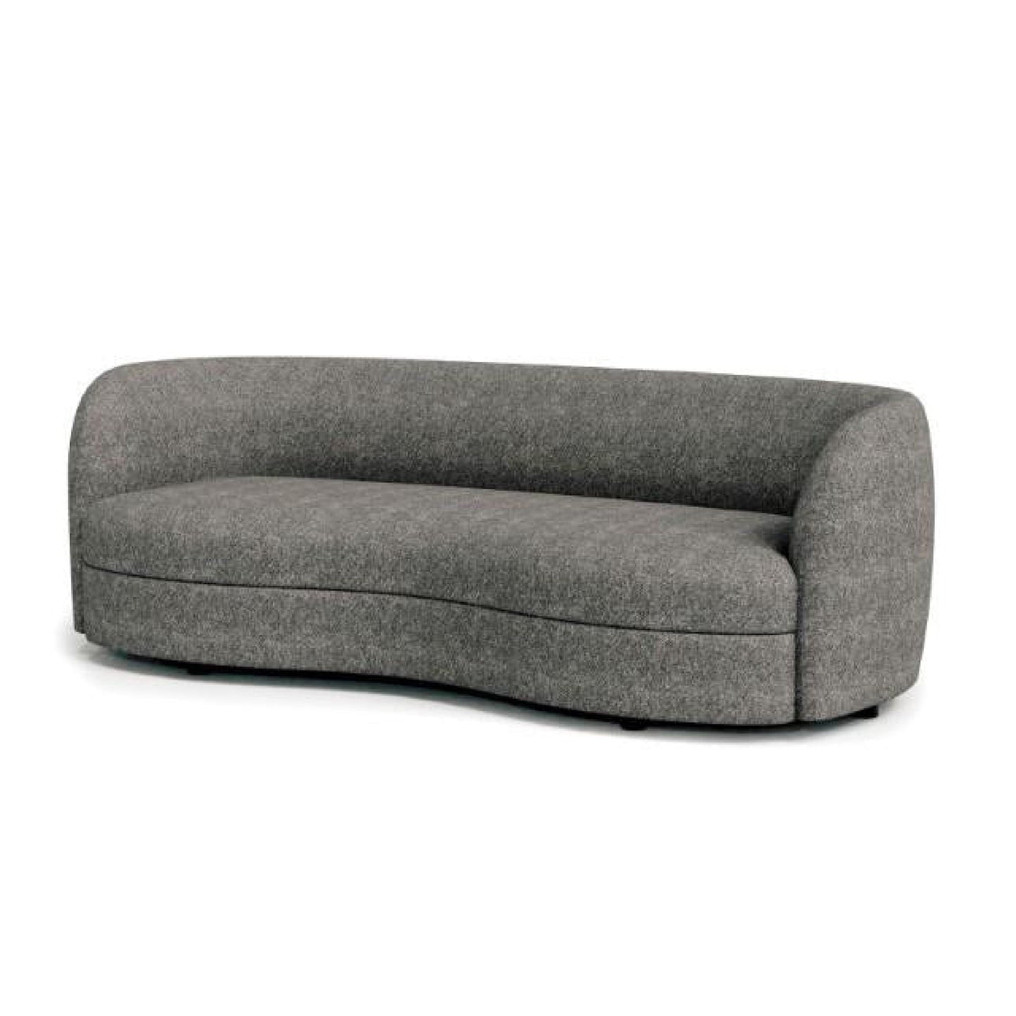 Srey Sofa, 84 Inch, Charcoal Gray Boucle, Smooth Curved Kidney Shape