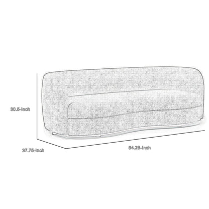Srey Sofa, 84 Inch, Plush Black Boucle, Curved Curved Kidney Shape