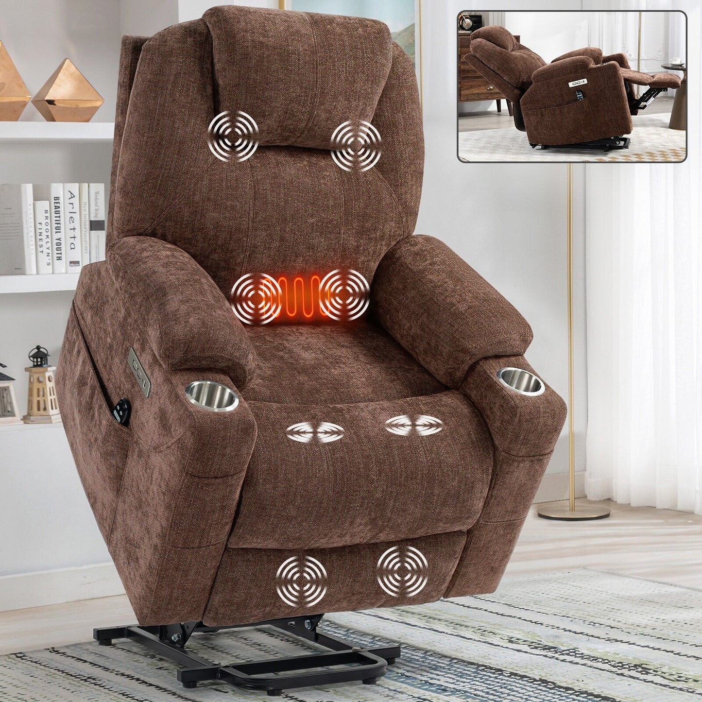 Standard Power Lift Recliner Chair with Full?Body Massage & USB