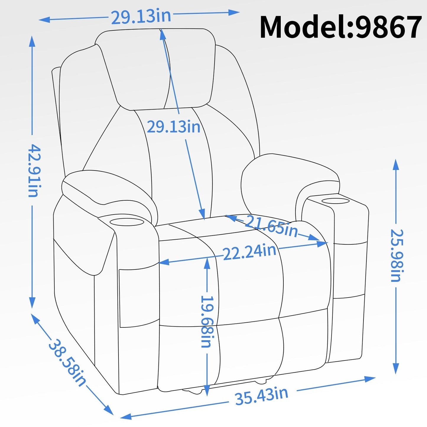 Standard Power Lift Recliner Chair with Full?Body Massage & USB