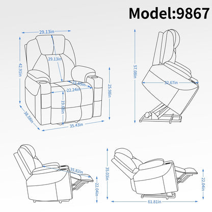 Standard Power Lift Recliner Chair with Full?Body Massage & USB