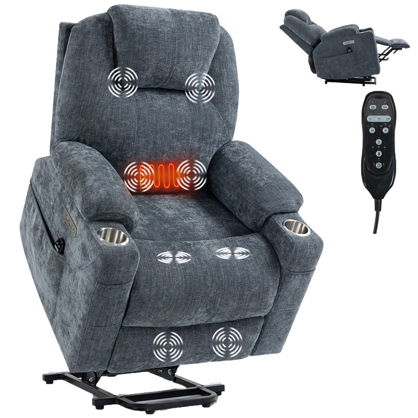 Standard Power Lift Recliner Chair with Full?Body Massage & USB