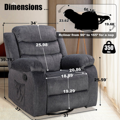 Standard Recliner with Rocking and Swivel Function for Living Room