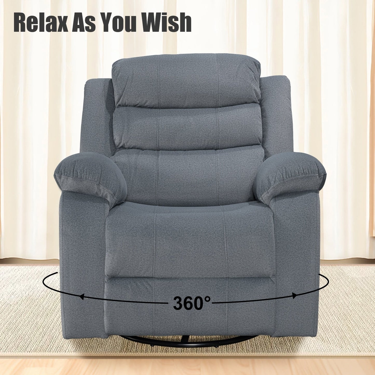 Standard Recliner with Rocking and Swivel Function for Living Room