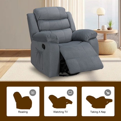 Standard Recliner with Rocking and Swivel Function for Living Room