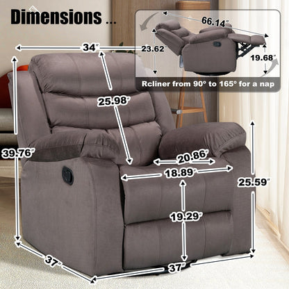 Standard Recliner with Rocking and Swivel Function for Living Room