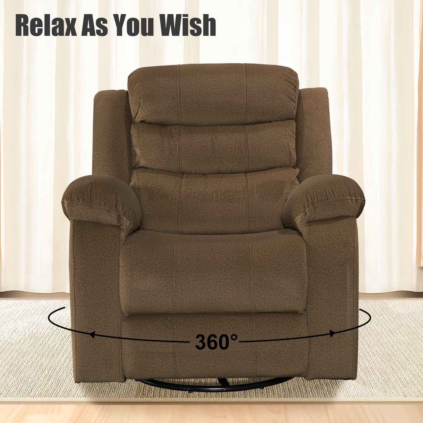 Standard Recliner with Rocking and Swivel Function for Living Room
