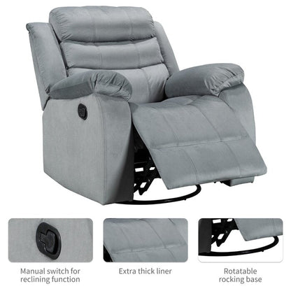 Standard Recliner with Rocking and Swivel Function for Living Room