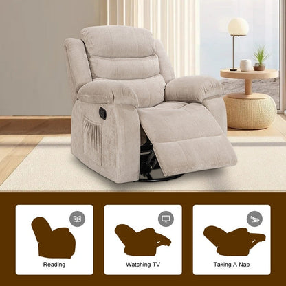 Standard Recliner with Rocking and Swivel Function for Living Room