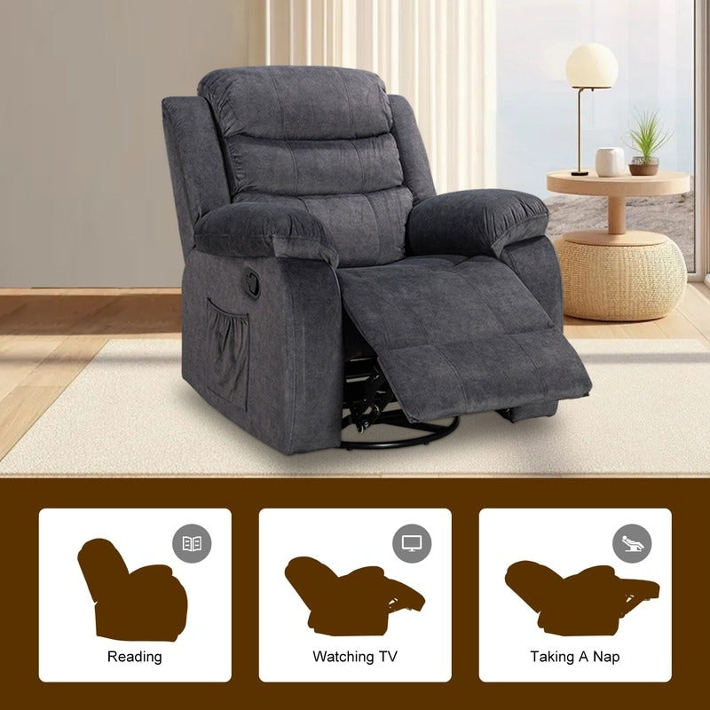 Standard Recliner with Rocking and Swivel Function for Living Room