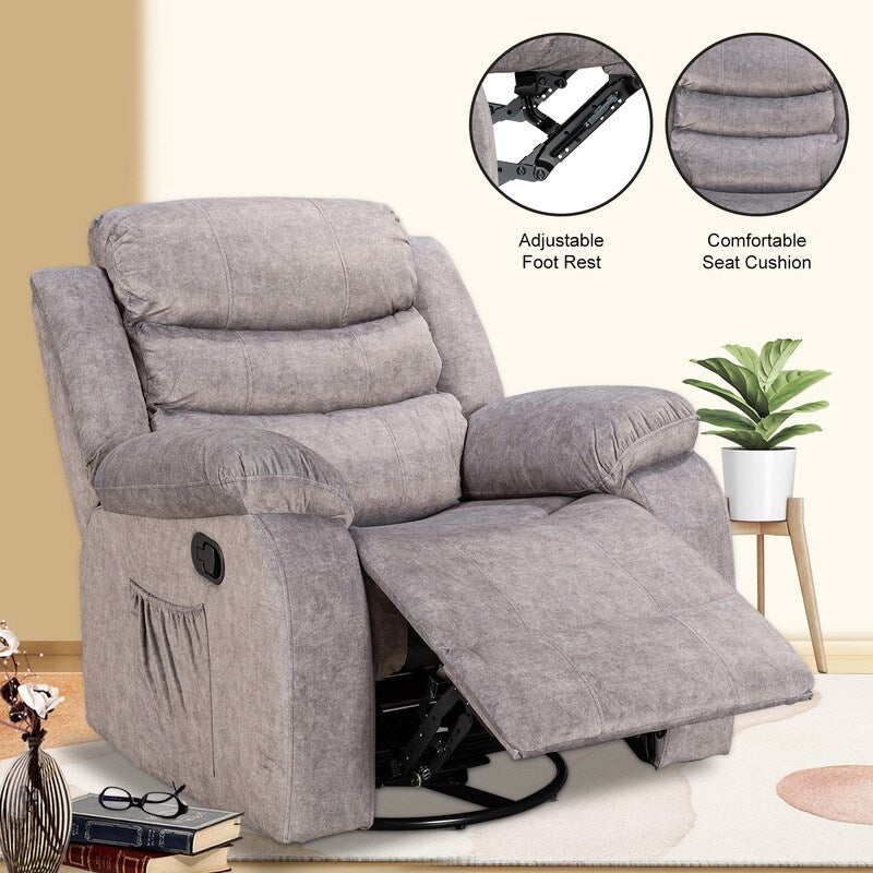 Standard Recliner with Rocking and Swivel Function for Living Room