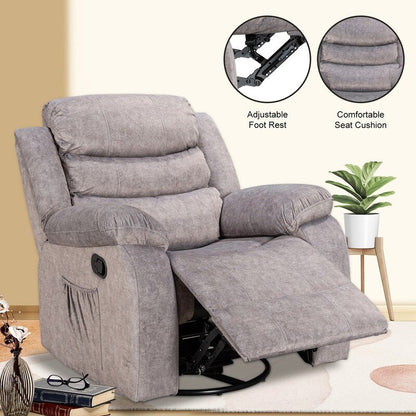 Standard Recliner with Rocking and Swivel Function for Living Room