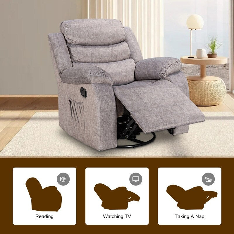 Standard Recliner with Rocking and Swivel Function for Living Room