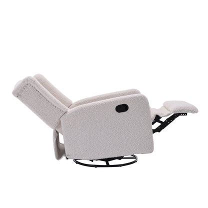 Standard-Size Fabric Armless Swivel Rocking Recliner Chair with 360° Rotation, Recline Function and Glider Base