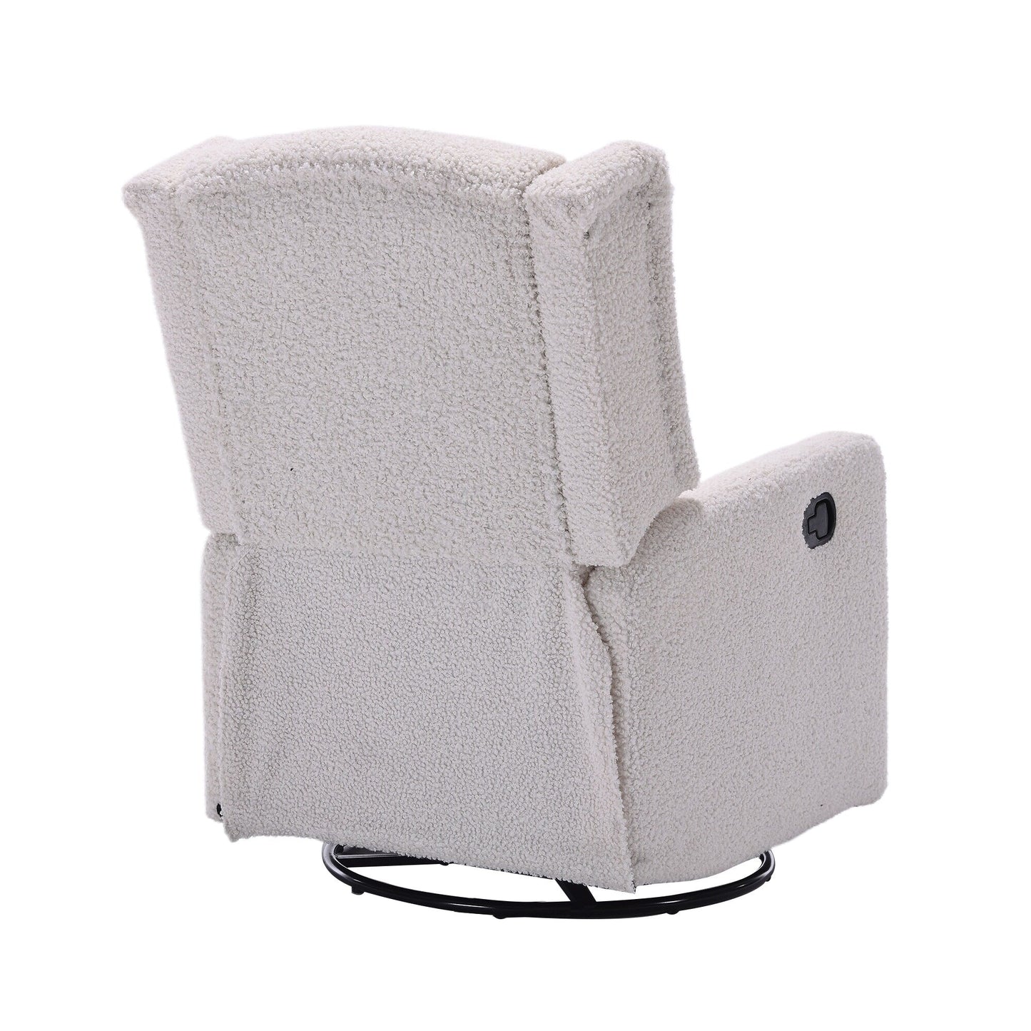 Standard-Size Fabric Armless Swivel Rocking Recliner Chair with 360° Rotation, Recline Function and Glider Base