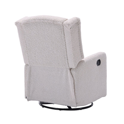 Standard-Size Fabric Armless Swivel Rocking Recliner Chair with 360° Rotation, Recline Function and Glider Base